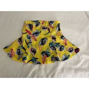 O.M.G Korea yellow peplum top or skirt fun and unique eyeball hotdog print